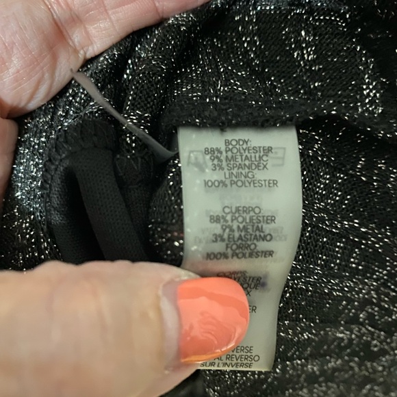 Calvin Klein NWT V-Neck Black and Silver Knit Top. MSRP $79.50 - Picture 3 of 4